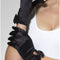 Short Black Satin Gloves With Bow