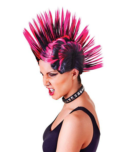 Black And Pink Mohican Wig