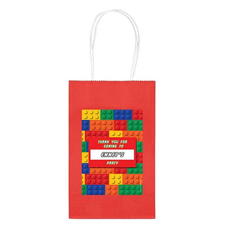 Personalised Building Blocks Paper Party Bags - Pack of 12