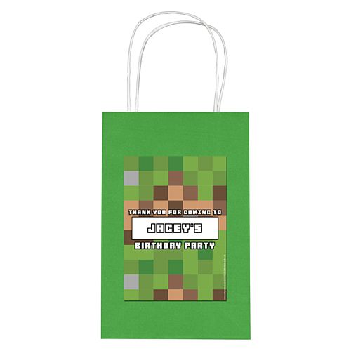 Personalised Pixel Blocks Paper Party Bags - Pack of 4