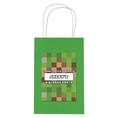 Personalised Pixel Blocks Paper Party Bags - Pack of 4