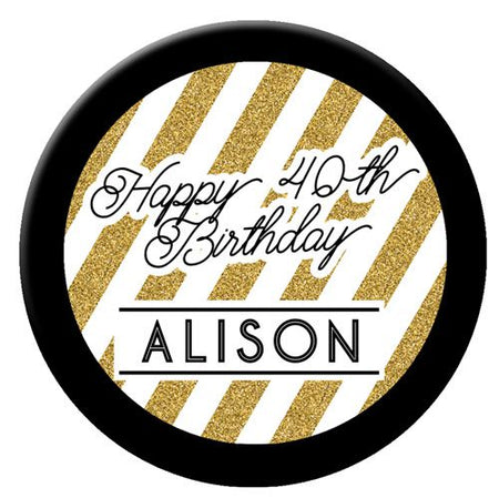 Personalised Badge 58mm- Black And Gold