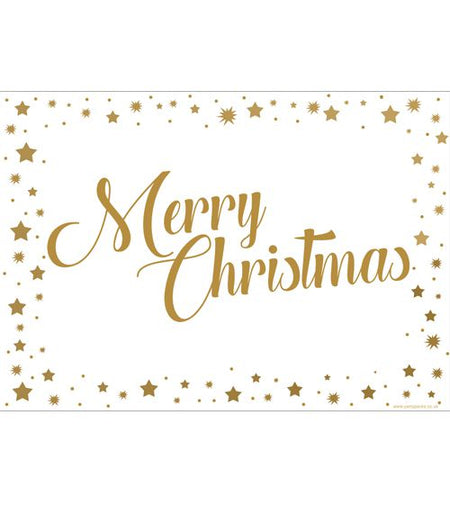Gold Stars Merry Christmas Poster- A3