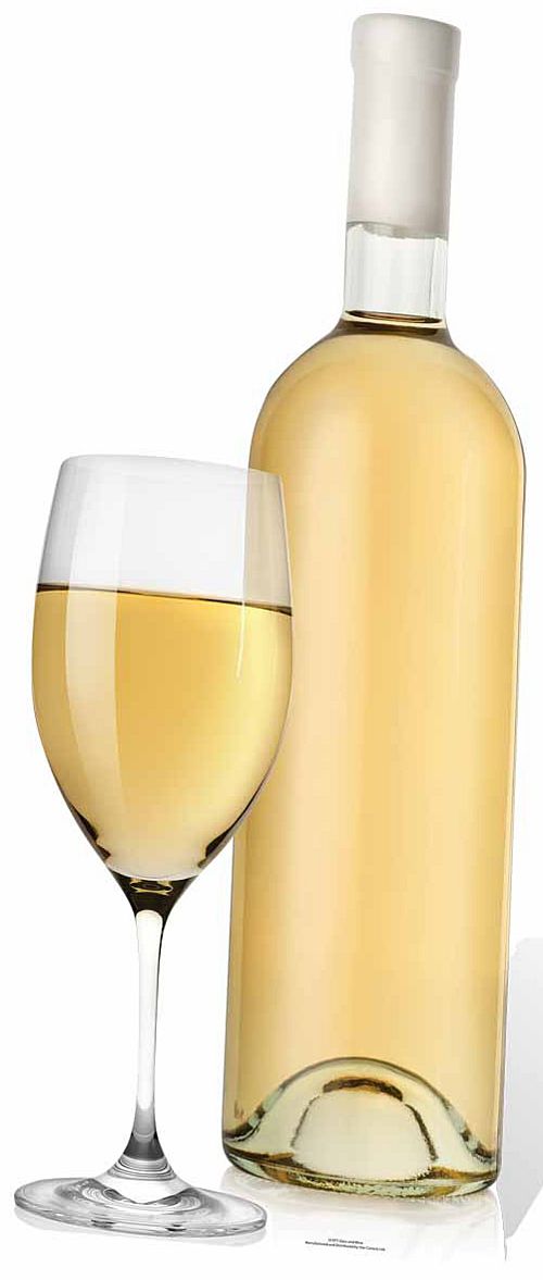 Glass and White Wine Bottle Cutout - 89cm