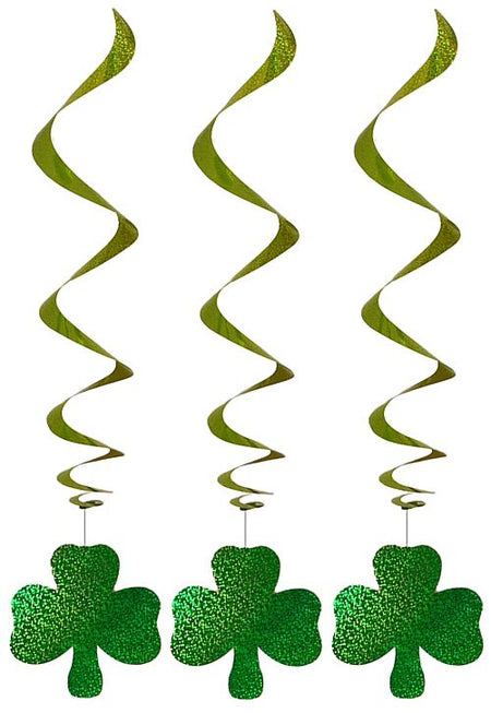 Hanging Spiral Shamrock Decorations - Pack of 3