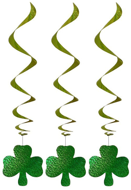 Hanging Spiral Shamrock Decorations - Pack of 3