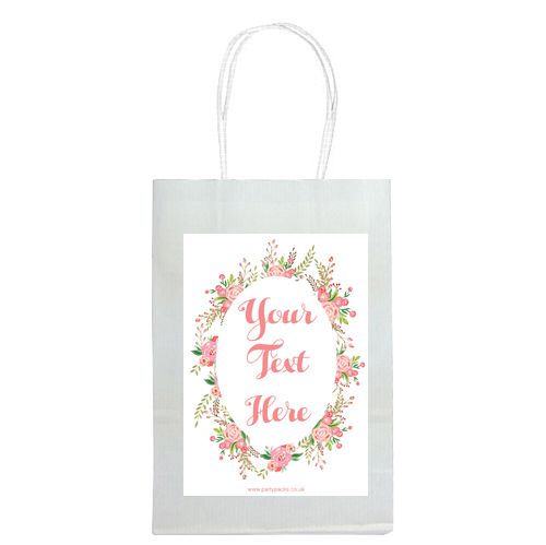 Personalised Boho Flowers Paper Party Bags - Pack of 12
