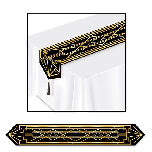 Gatsby Gold and Black Paper Table Runner - 1.83m