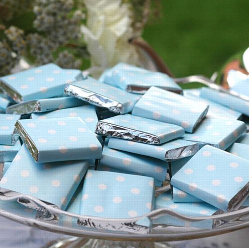 Light Blue Neapolitan Square Chocolates - 5g - Each