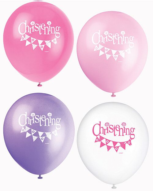 Pink Christening Balloons - 12" - Pack of 8