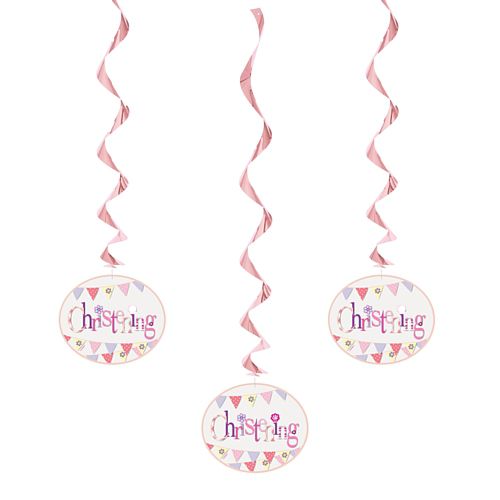 Pink Christening Hanging Decorations - 66cm - Pack of 3