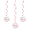 Pink Christening Hanging Decorations - 66cm - Pack of 3