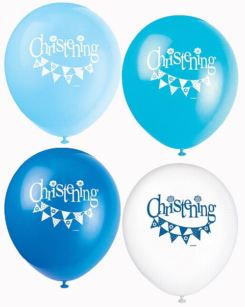 Blue Christening Balloons - 12" - Pack of 8