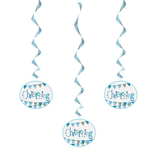 Blue Christening Hanging Decorations - 66cm - Pack of 3
