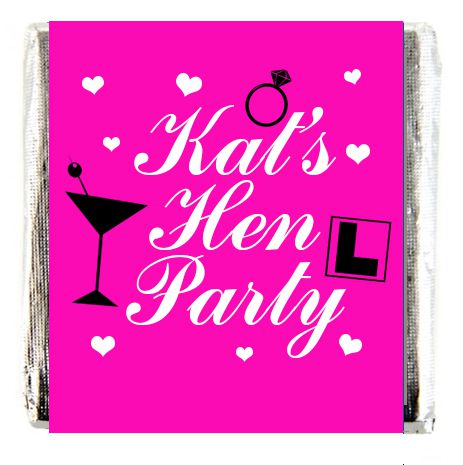 Personalised Chocolates- Pink Hen Party- Pack 16