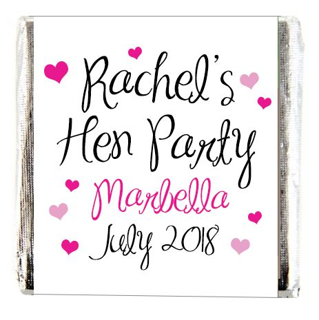Personalised Chocolates- Hen Party White Design- Pack 16