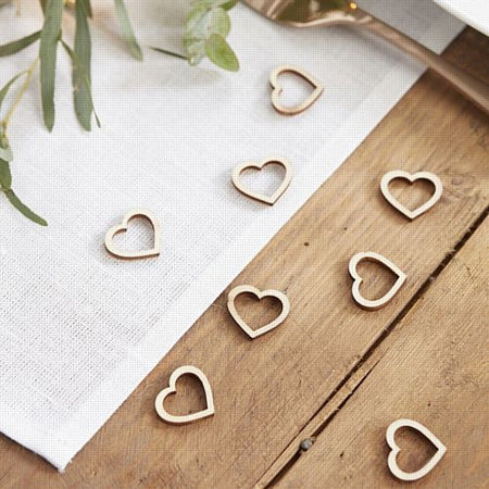 Wooden Heart Table Confetti- Pack Of 25