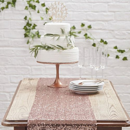 Rose Gold Sequinned Table Runner - 2.75m