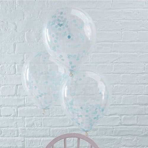 Blue Confetti Filled 12" Balloons- Pack Of 5