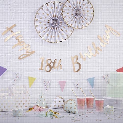 Gold Happy 18th Birthday Letter Banner - 1.5m