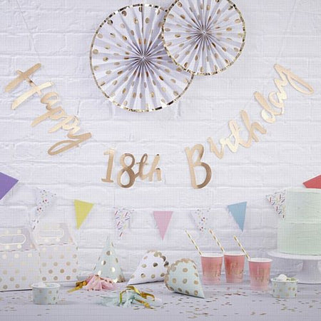 Gold Happy 18th Birthday Letter Banner - 1.5m