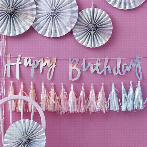 Iridescent Happy Birthday Banner- 1.5m