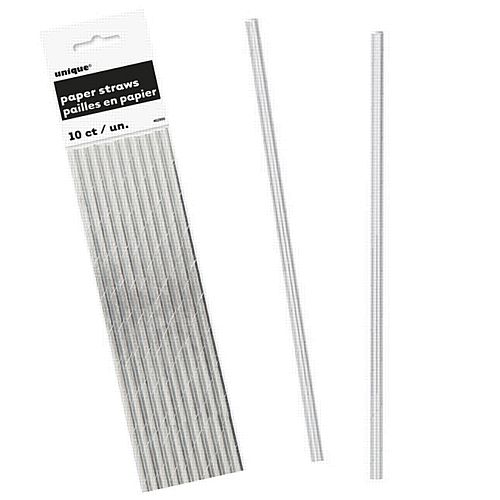 Silver Foil Paper Straws - Pack of 10