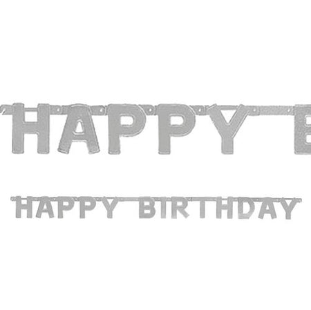 Silver Happy Birthday Letter Banner