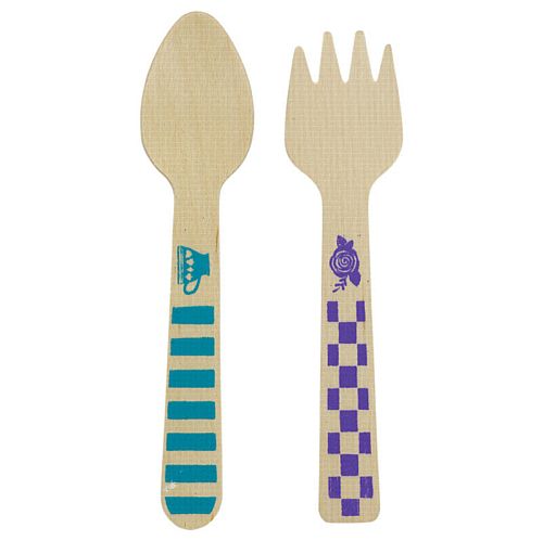Mad Tea Party Mini Wooden Cutlery - 10cm - Pack of 24