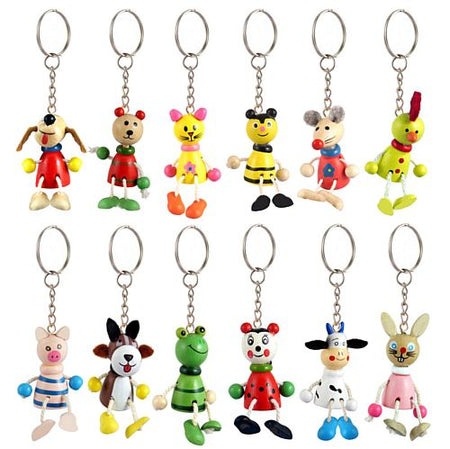 Wooden Animal Keyring - Assorted Designs - 5cm