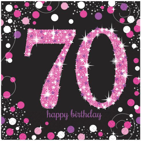 Pink Celebration 70th Luncheon Napkins - 33cm - Pack of 16