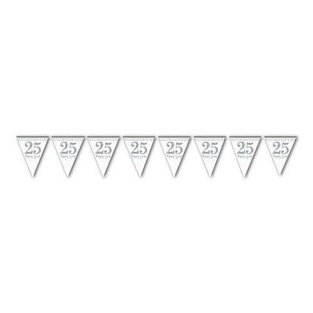 Sparkling Silver Anniversary Prismatic Pennant Bunting - 4m