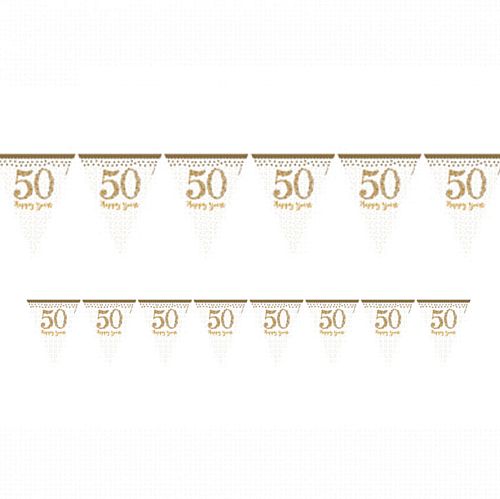 Sparkling Golden Anniversary Prismatic Pennant Bunting - 4m