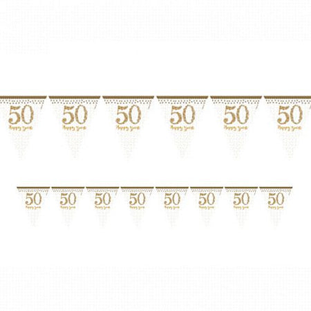 Sparkling Golden Anniversary Prismatic Pennant Bunting - 4m