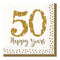 Sparkling Golden Anniversary Luncheon Napkin - 33cm - Pack of 16