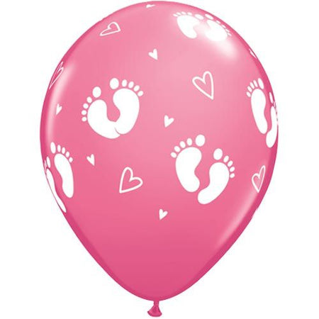 Pink Baby Footprints Latex Balloons 11