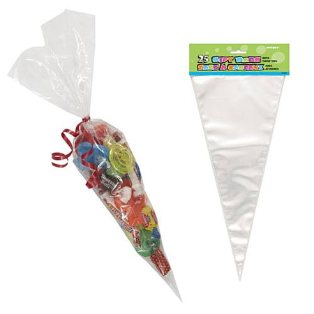 Large Clear Cone Cello Bags - Pack of 25