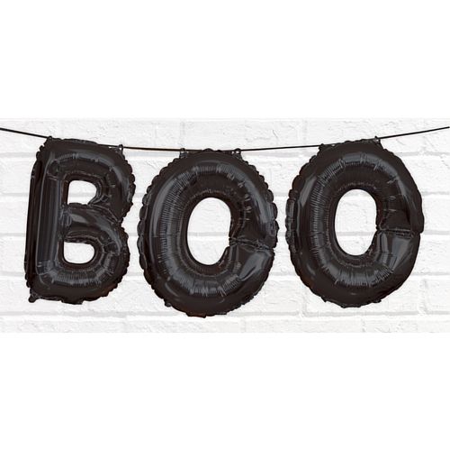 Black Foil "Boo" Letter Balloon Bunting Kit - 14"