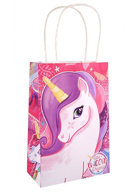 Unicorn Paper Party Bag With Handles - 21cm - Each