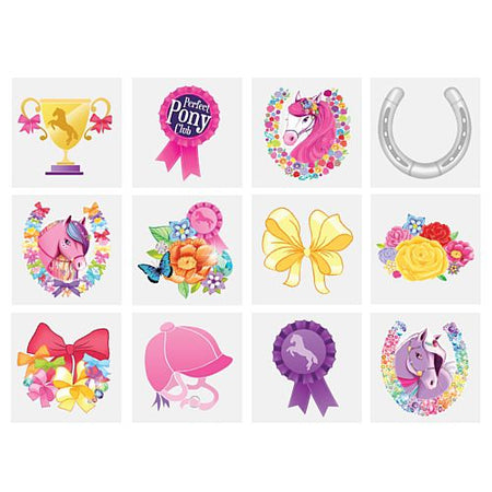 Mini Ponies Tattoos - Assorted Designs - 4cm - Pack of 12