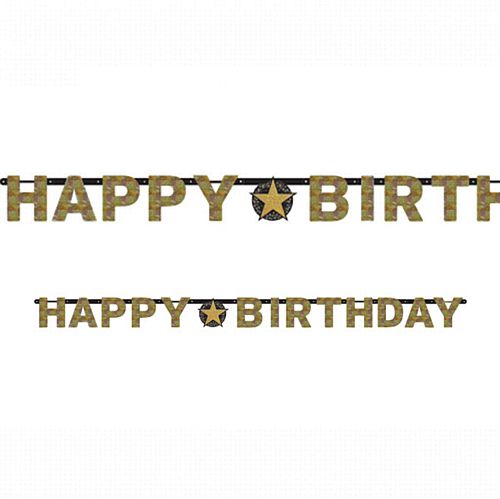 Gold Celebration "Happy Birthday" Prismatic Letter Banner - 2.13m