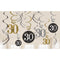 Gold Celebration 30th Hanging Swirl Decorations - 45.7cm - Pack of 12