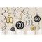 Gold Celebration 60th Hanging Swirl Decorations - 45.7cm - Pack of 12