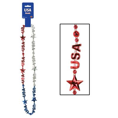American USA Beaded Necklace - 91cm