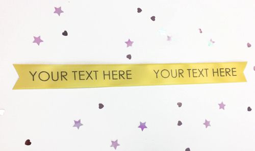 Yellow Personalised Ribbon- 25mm- 1 Metre – Party Packs