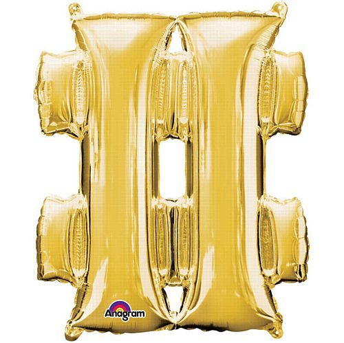 Gold Hashtag Foil Balloon - 34"