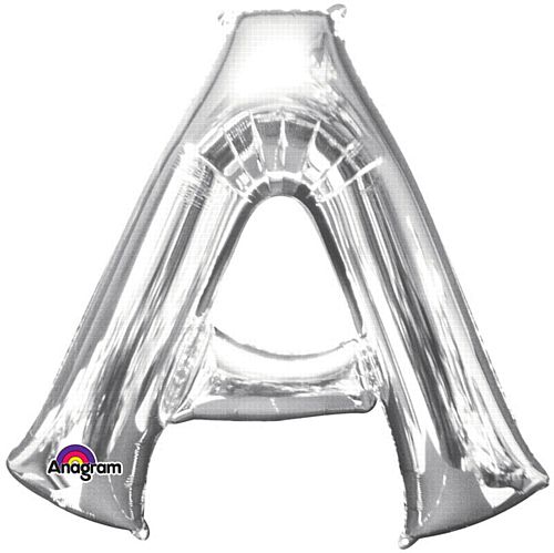 Silver Letter 'A' Air Filled Foil Balloon - 16"