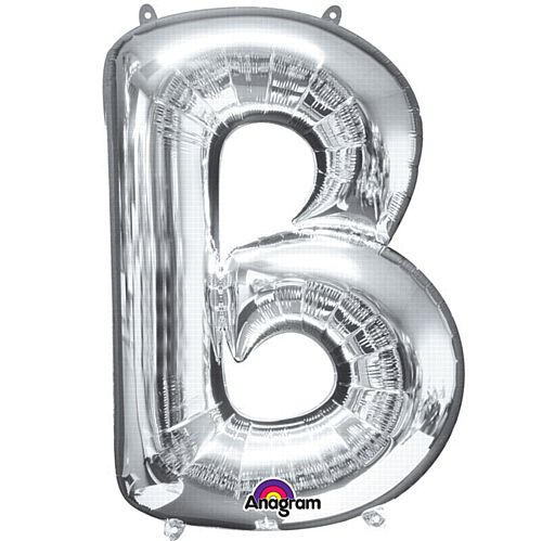 Silver Letter 'B' Air Filled Foil Balloon - 16"