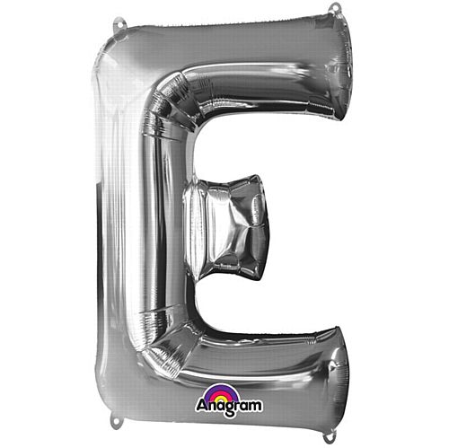 Silver Letter 'E' Air Filled Foil Balloon - 16"