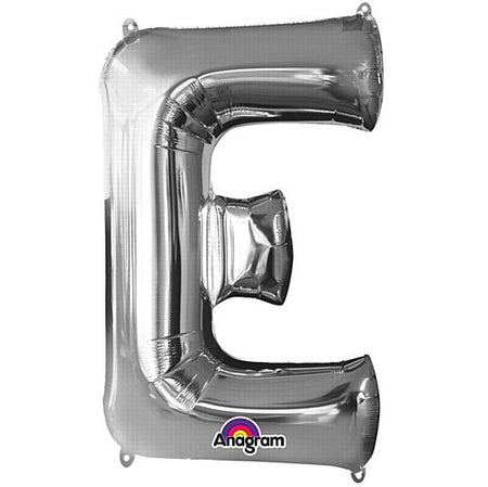 Silver Letter 'E' Air Filled Foil Balloon - 16